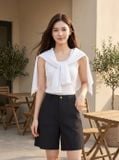  Quần sooc thô lửng cạp cao túi ốp trước 