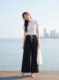  Quần suông chéo hàn cạp chun phối gấu 