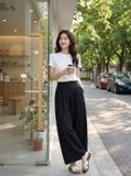  Quần suông chéo hàn ống rộng cạp liền chun sau 