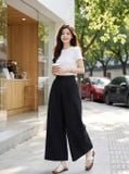  Quần suông chéo hàn ống rộng cạp liền chun sau 