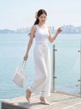  Quần suông chéo hàn cạp chun phối gấu 