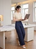 Quần suông denim túi ốp sau 