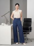  Quần suông denim gân dọc thân túi chìm 