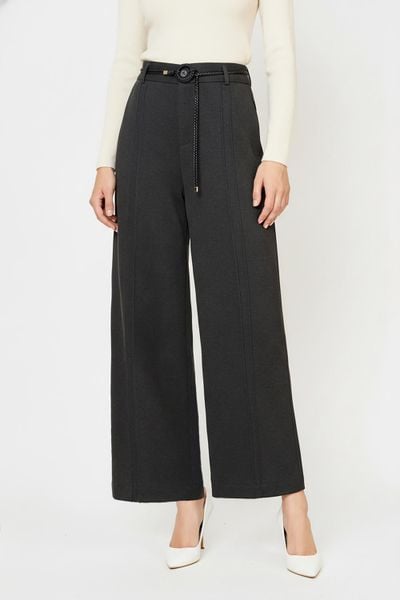  Quần suông dạ Giana thiết kế tạo gân trước kèm đai thắt 