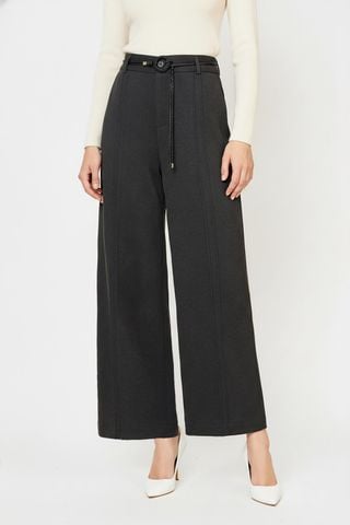 Quần suông dạ Giana thiết kế tạo gân trước kèm đai thắt