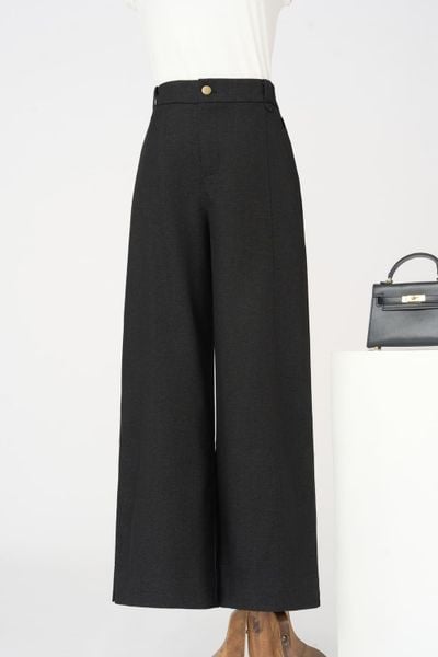  Quần nữ denim sóng mềm dáng ống suông cạp cao tạo gân 