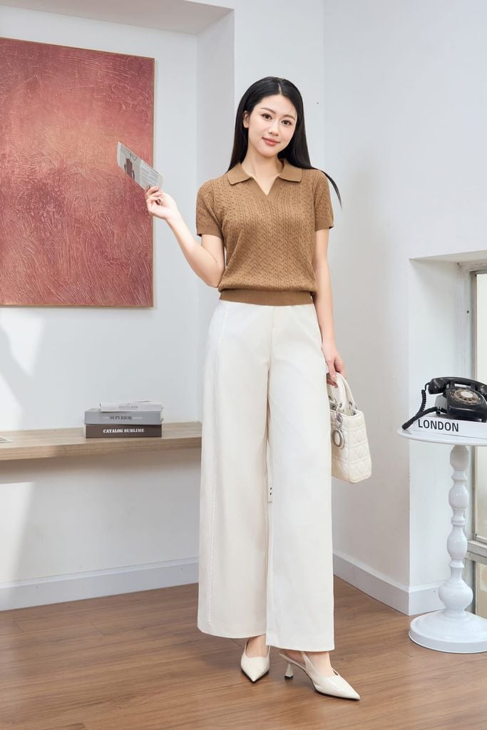  Quần suông có gân túi hàm ếch chất Kaki cạp sau chun co giãn 