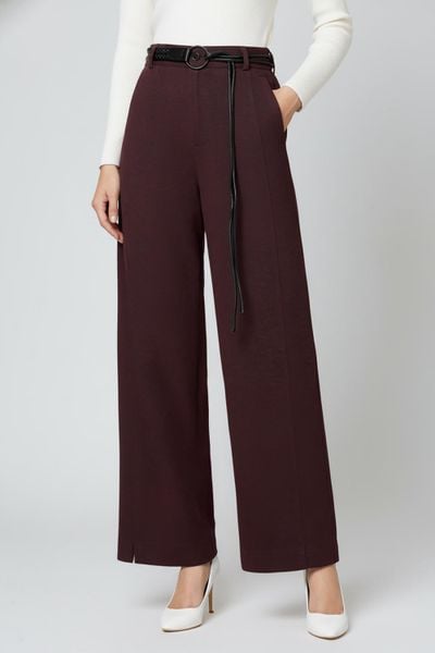  Quần suông dạ xương cá cạp cao kèm thắt lưng thanh lịch 