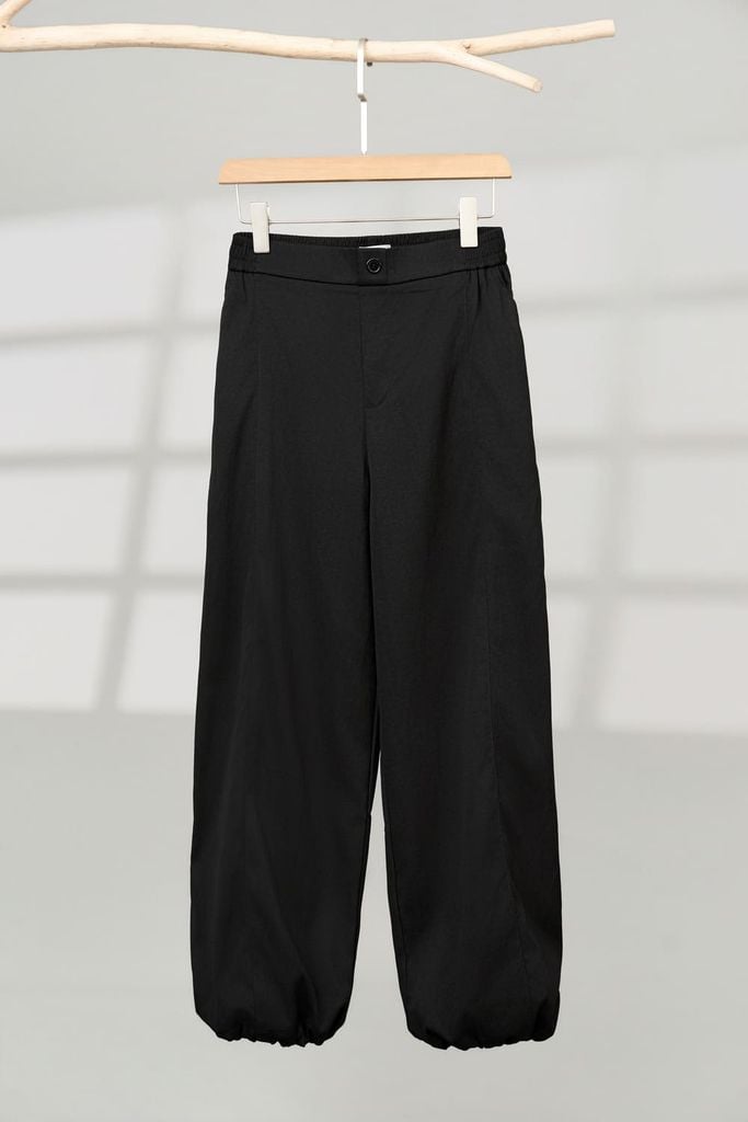  Quần suông thô đũi cạp cao chun sau 