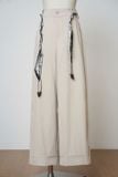  Quần dài vải thô đũi dáng suông gấu lơ vê kèm dây lưng 