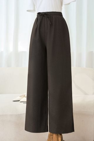 Quần suông dài cạp chun rút dây chất denim sóng dày dặn