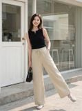  Quần thô dài dáng suông cúc sườn gấu 