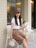  Quần thô dáng suông lửng xếp ly trước 