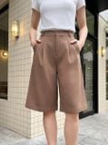  Quần thô dáng suông lửng xếp ly trước 