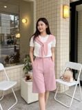  Quần thô dáng suông lửng xếp ly trước 