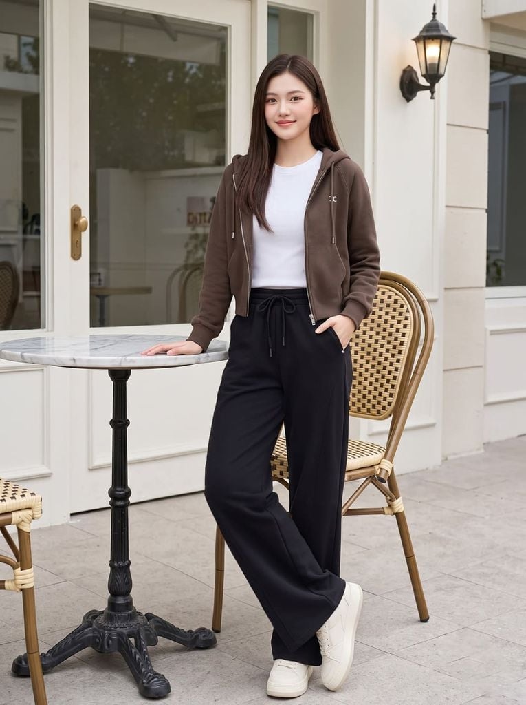  Quần umi suông cạp chun ống bổ kiểu 