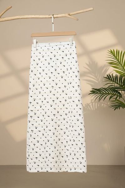  Chân váy ren dáng dài cạp chun họa tiết hoa nhí 