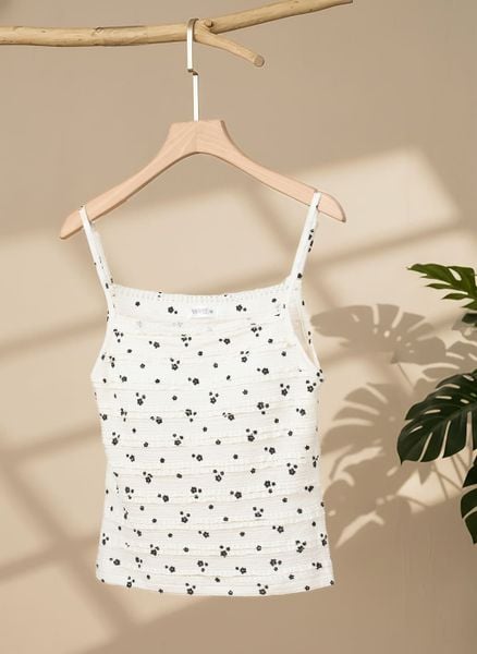  Áo hai dây ren có đệm ngực cổ ngang họa tiết nhí 