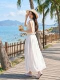  Chân váy Chiffon Maxi cạp chun phối dây đai tinh tế 