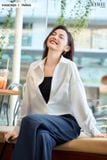  Áo sơ mi nữ chất thô gió tay dài Daisy 