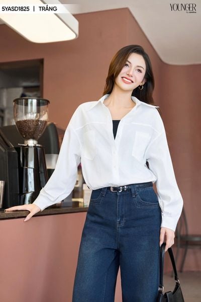  Áo sơ mi nữ chất thô gió tay dài Daisy 
