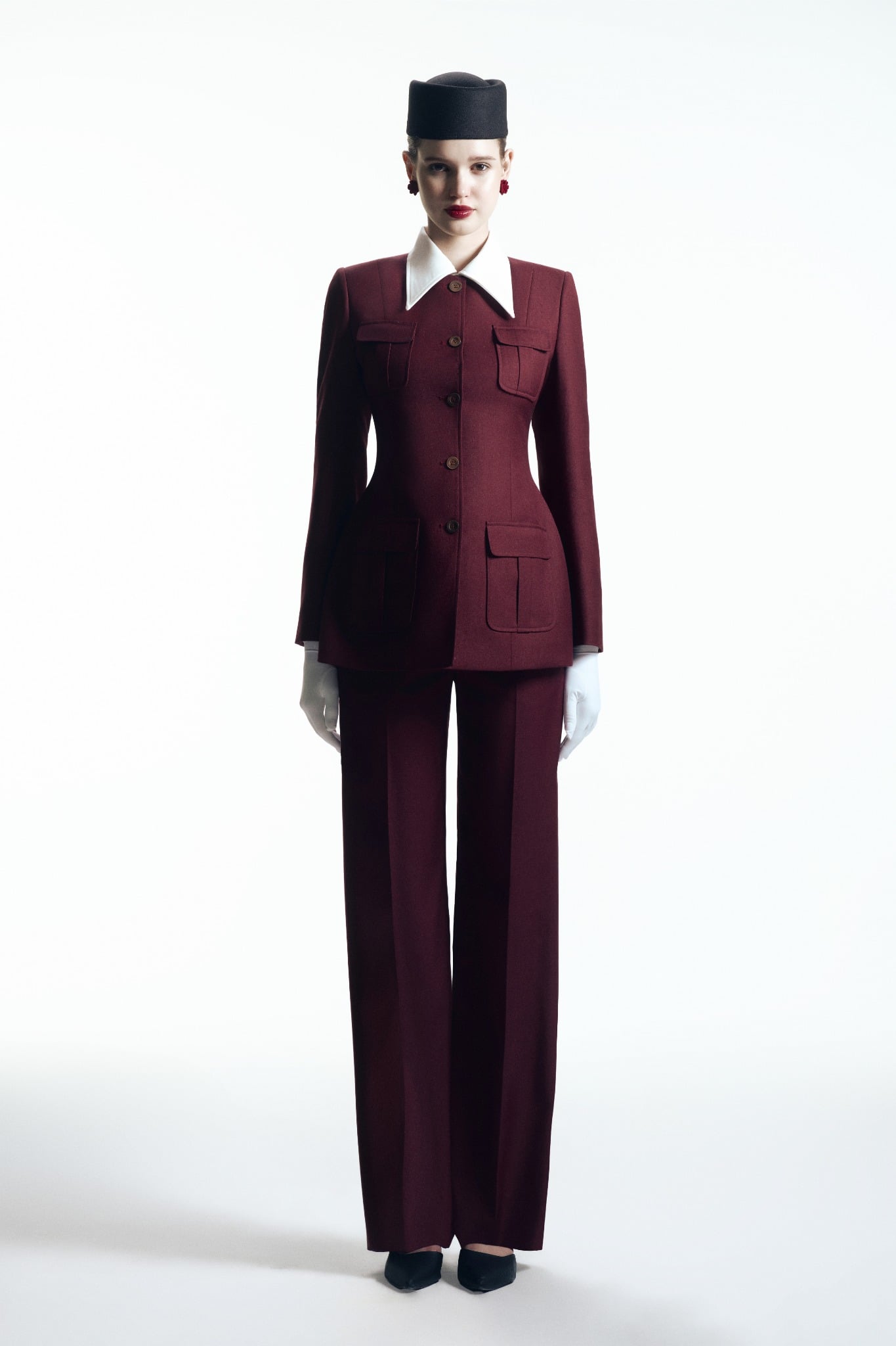  BURGUNDY SILENCE TAILORED SUIT 