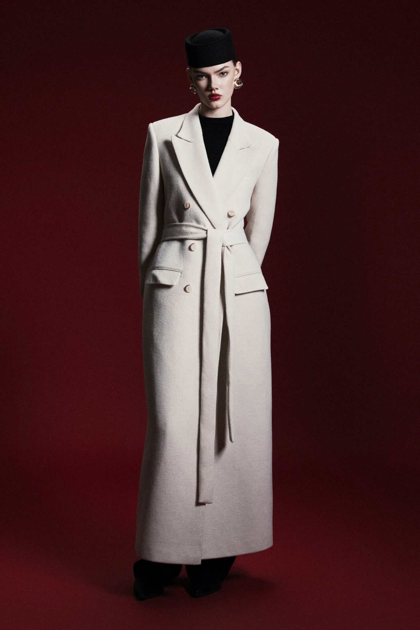  IVORY CREST BELTED COAT 