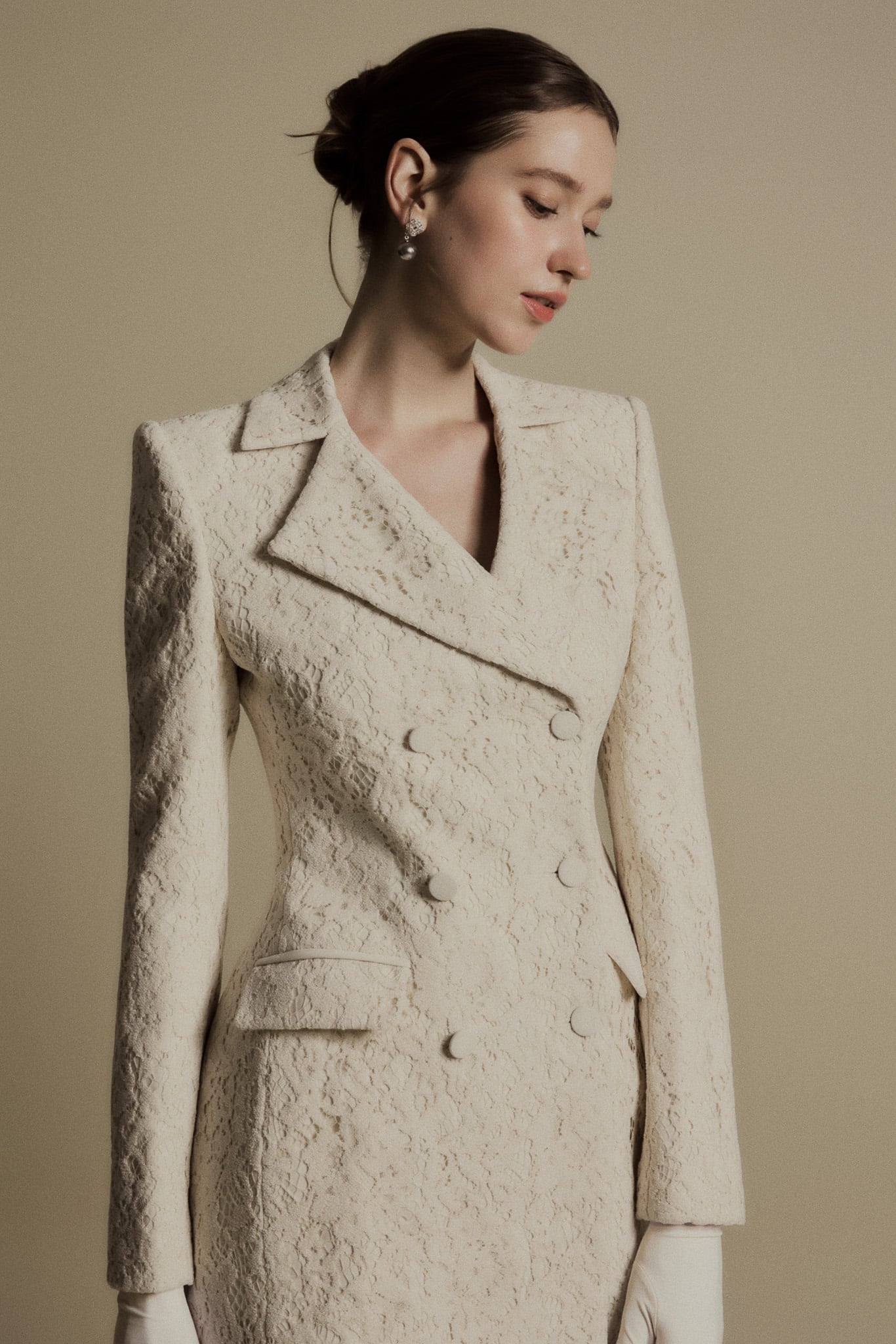  PETAL IVORY FLORAL LACE SUIT JACKET 