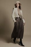  ASH GREY TAILORED PLEATED SKIRT 