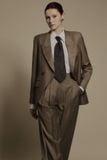  GRANITE BROWN WOOL WIDE LEG SUIT JACKET 