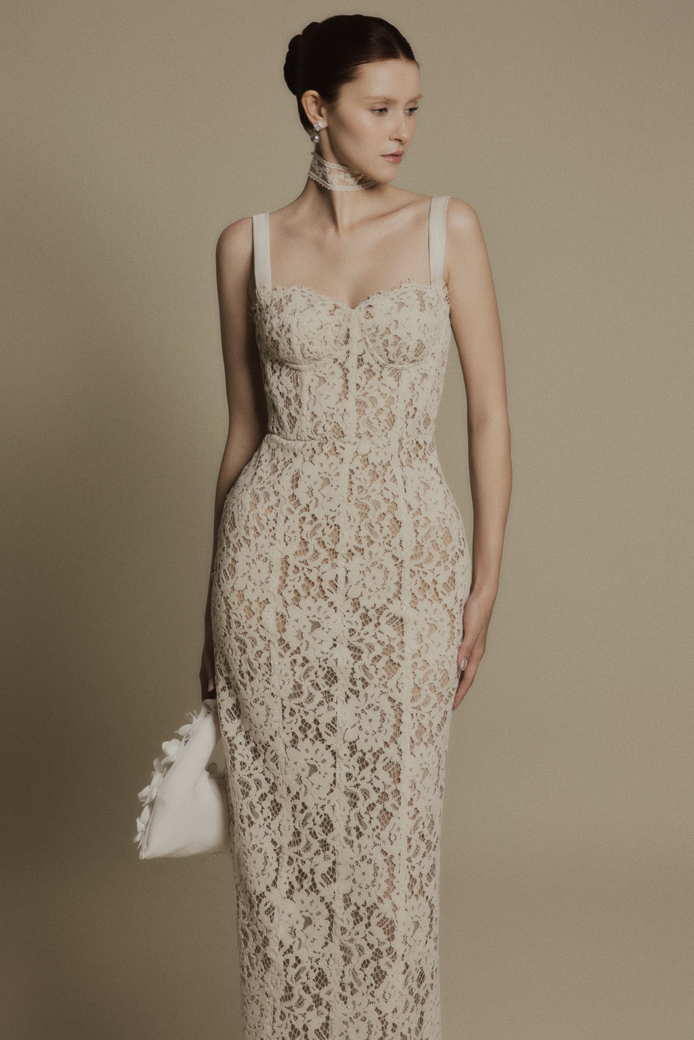  NOIR WAIST IVORY LACE DRESS 