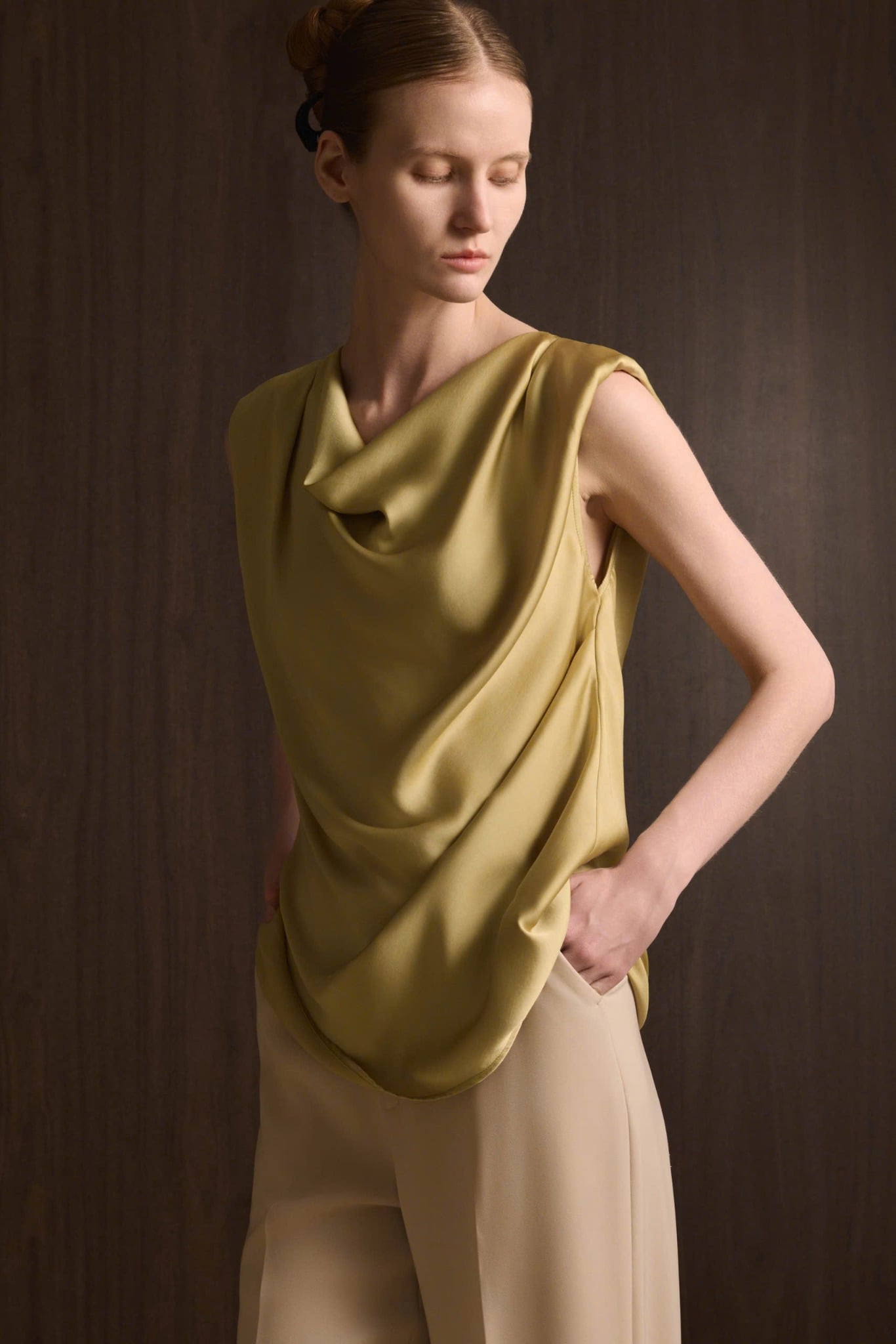 OLIEN DRAPED SILK TOP 