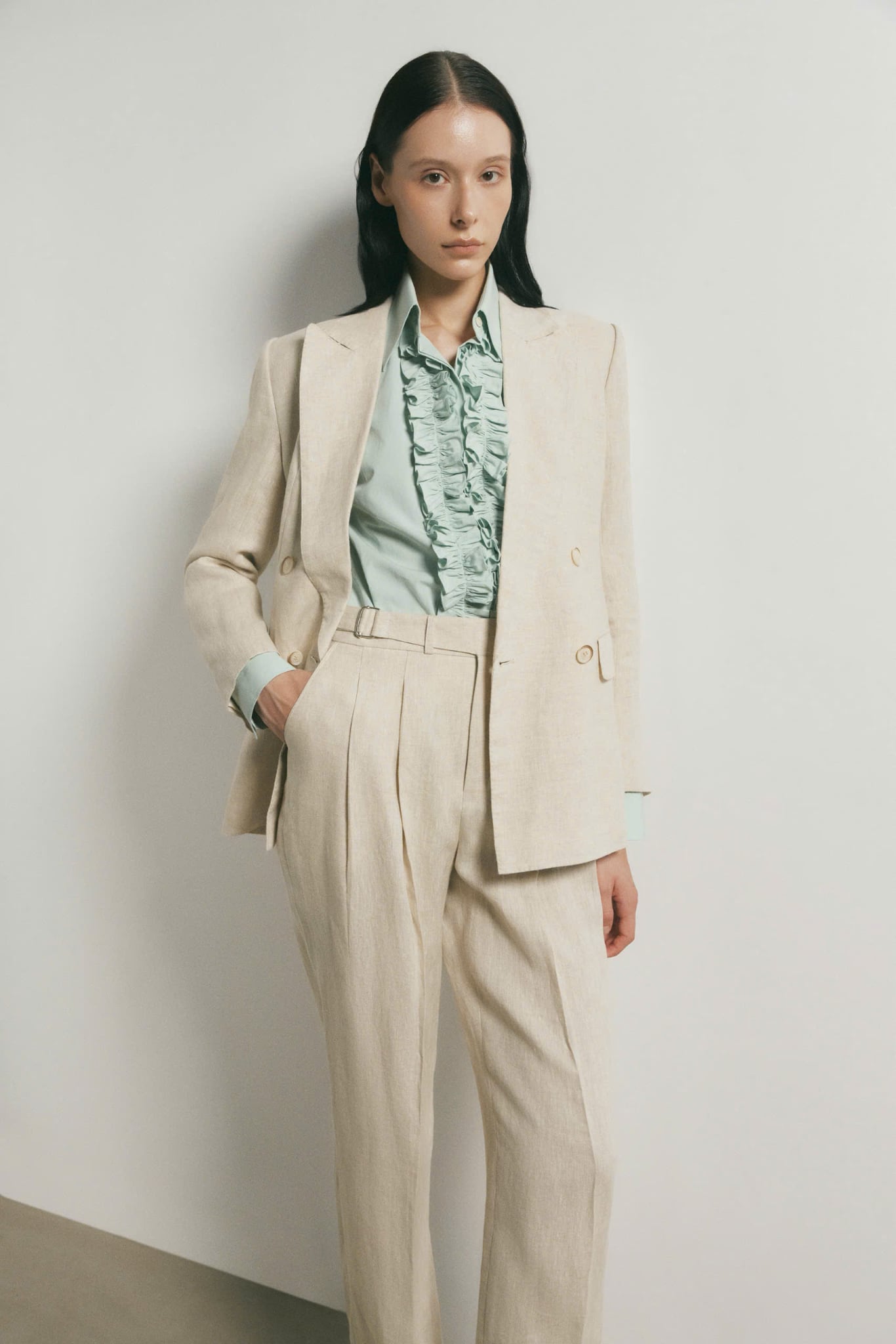  MIST MINT RUFFLE SHIRT 