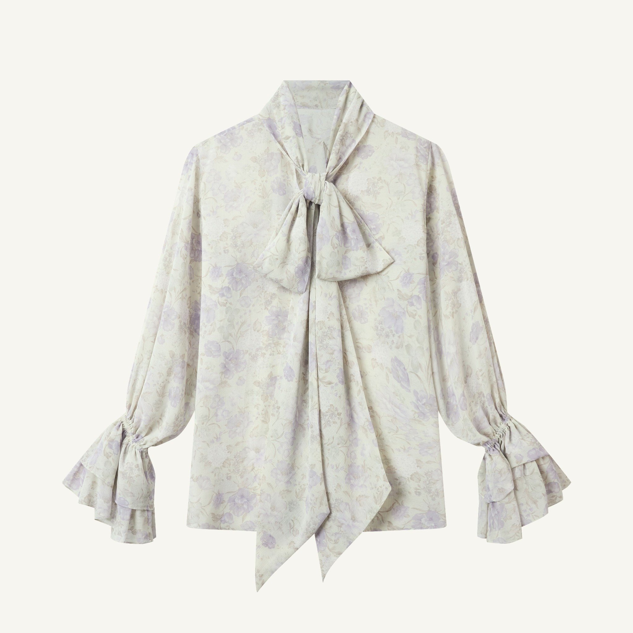  PETAL RUFFLE-PRINTED BLOUSE 