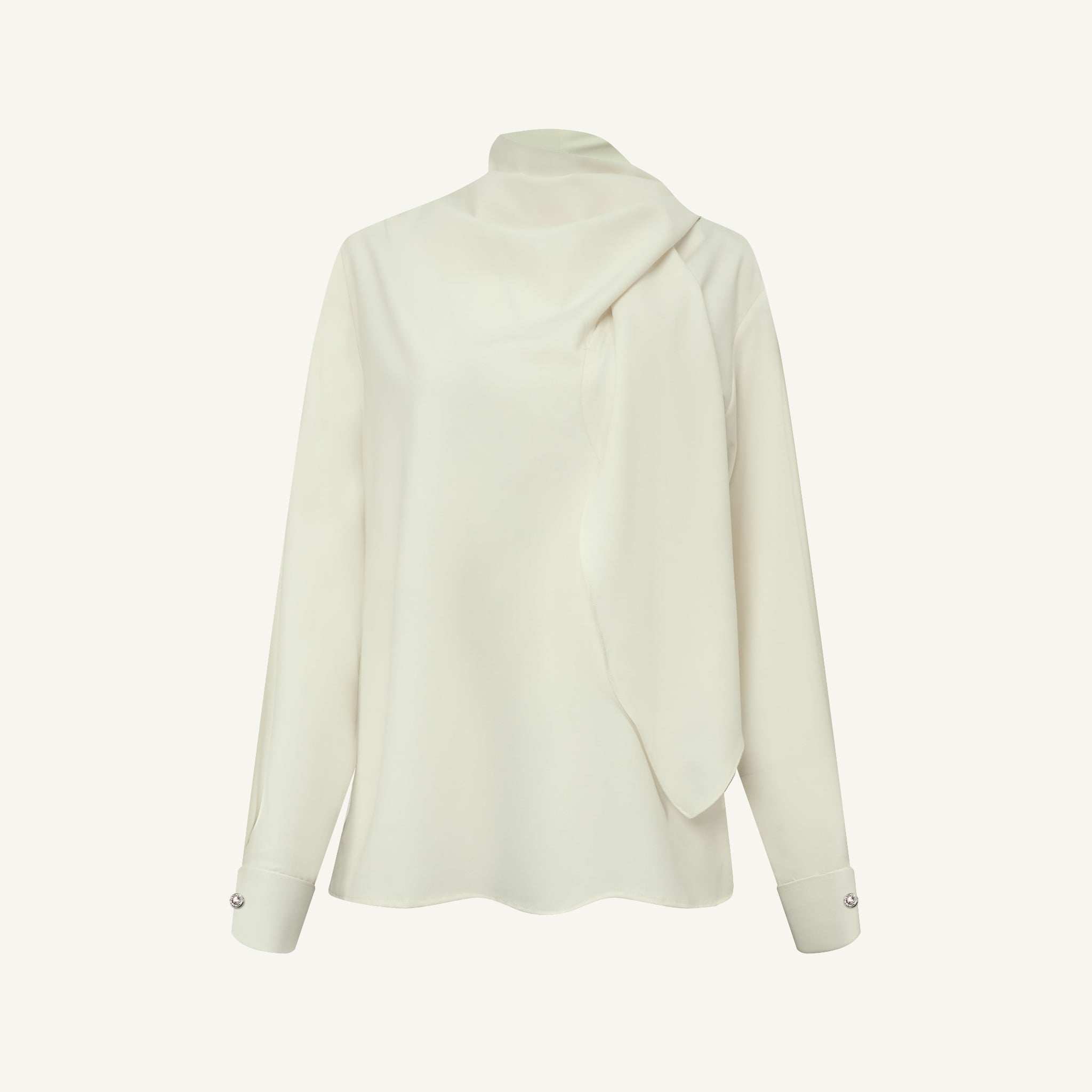  TWILIGHT HIGH NECK DRAPED BLOUSE 