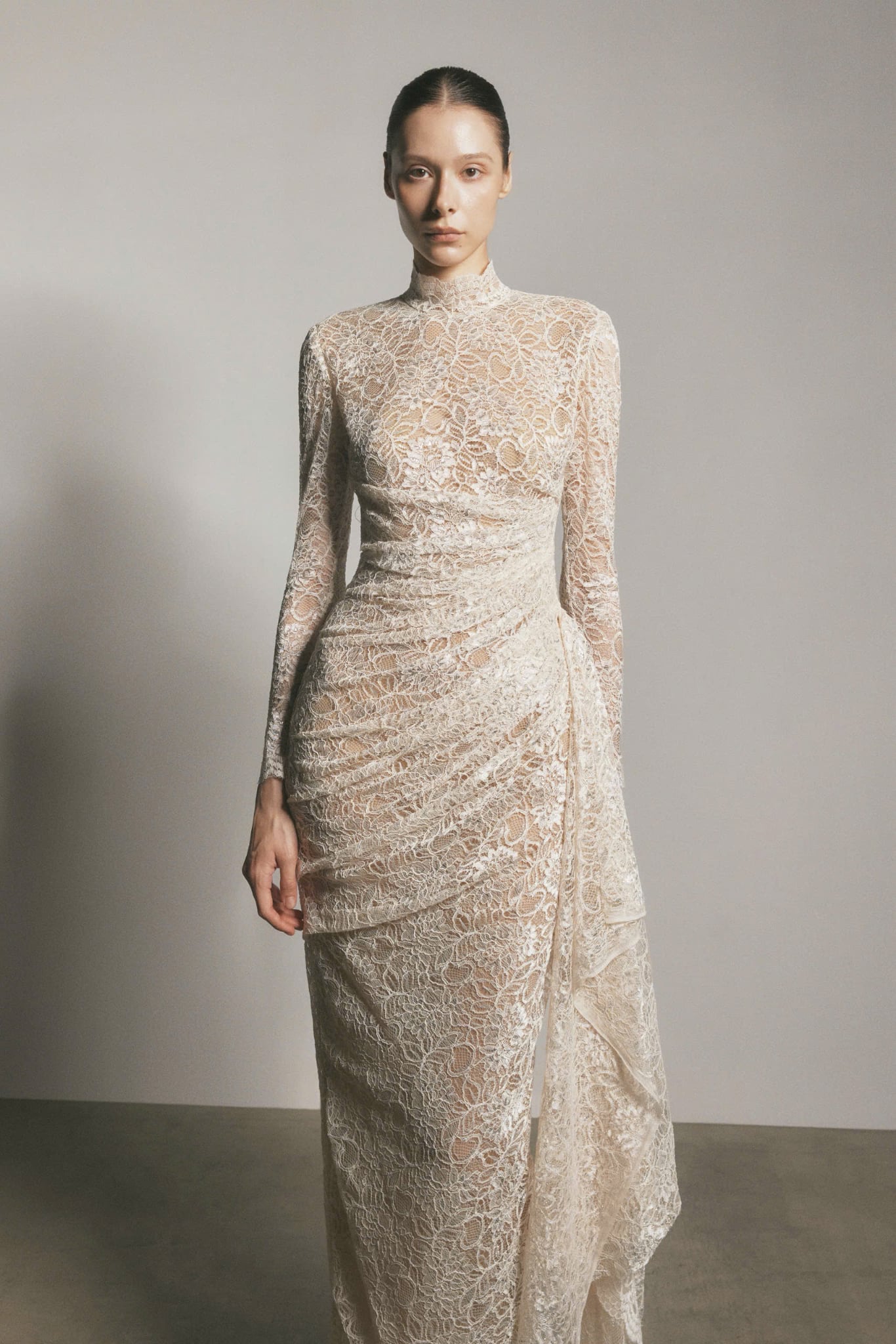  WILLOW DRAPED LACE DRESS 
