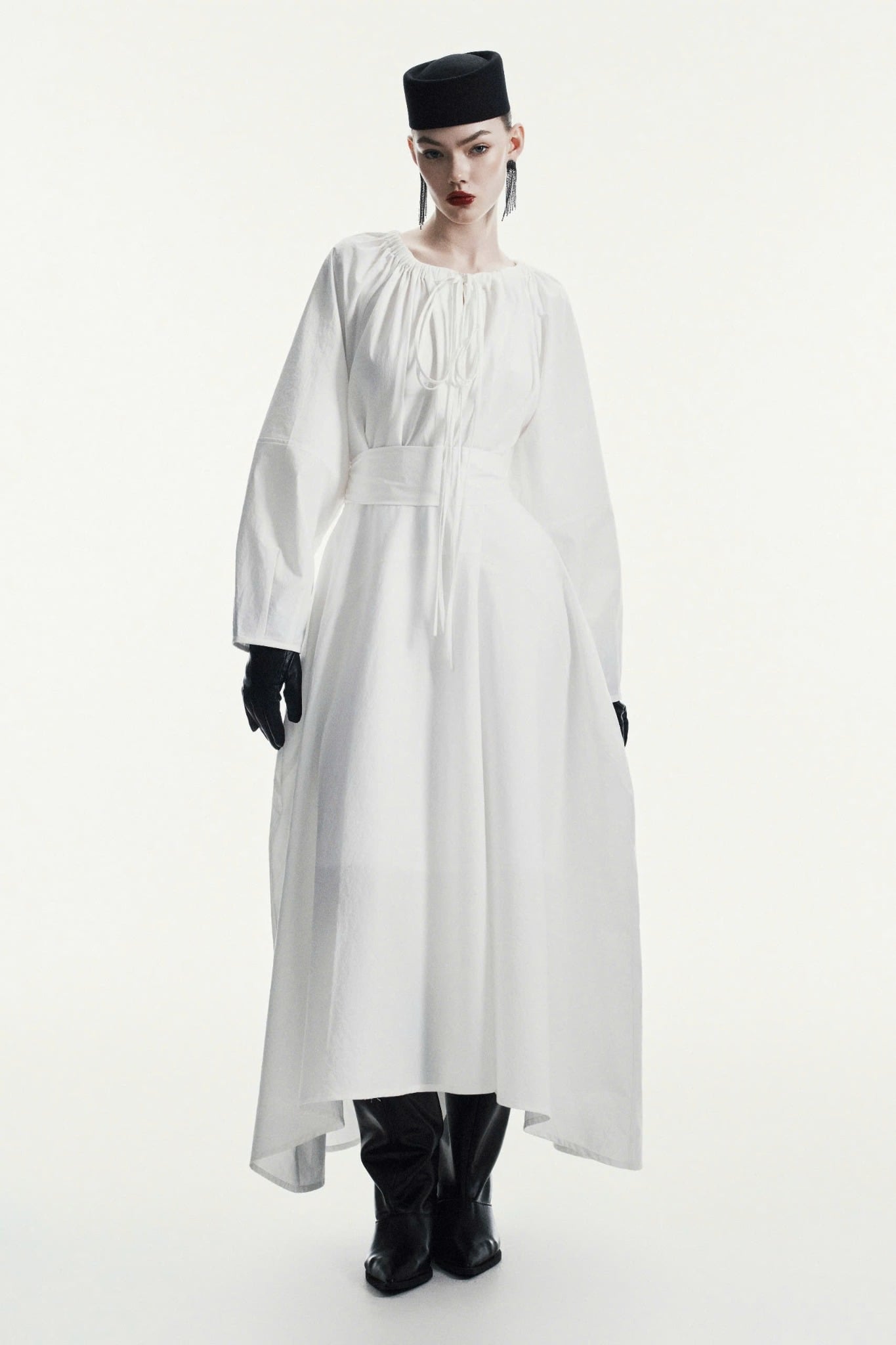  SEREIN WHITE GATHERED  DRESS 
