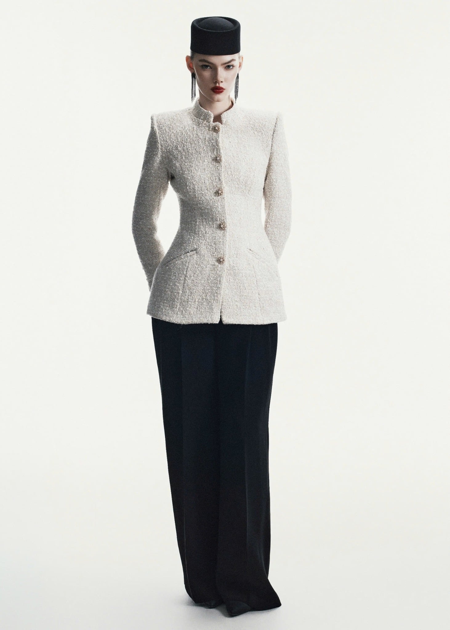  EASTERN PEARL TWEED MANDARIN JACKET 