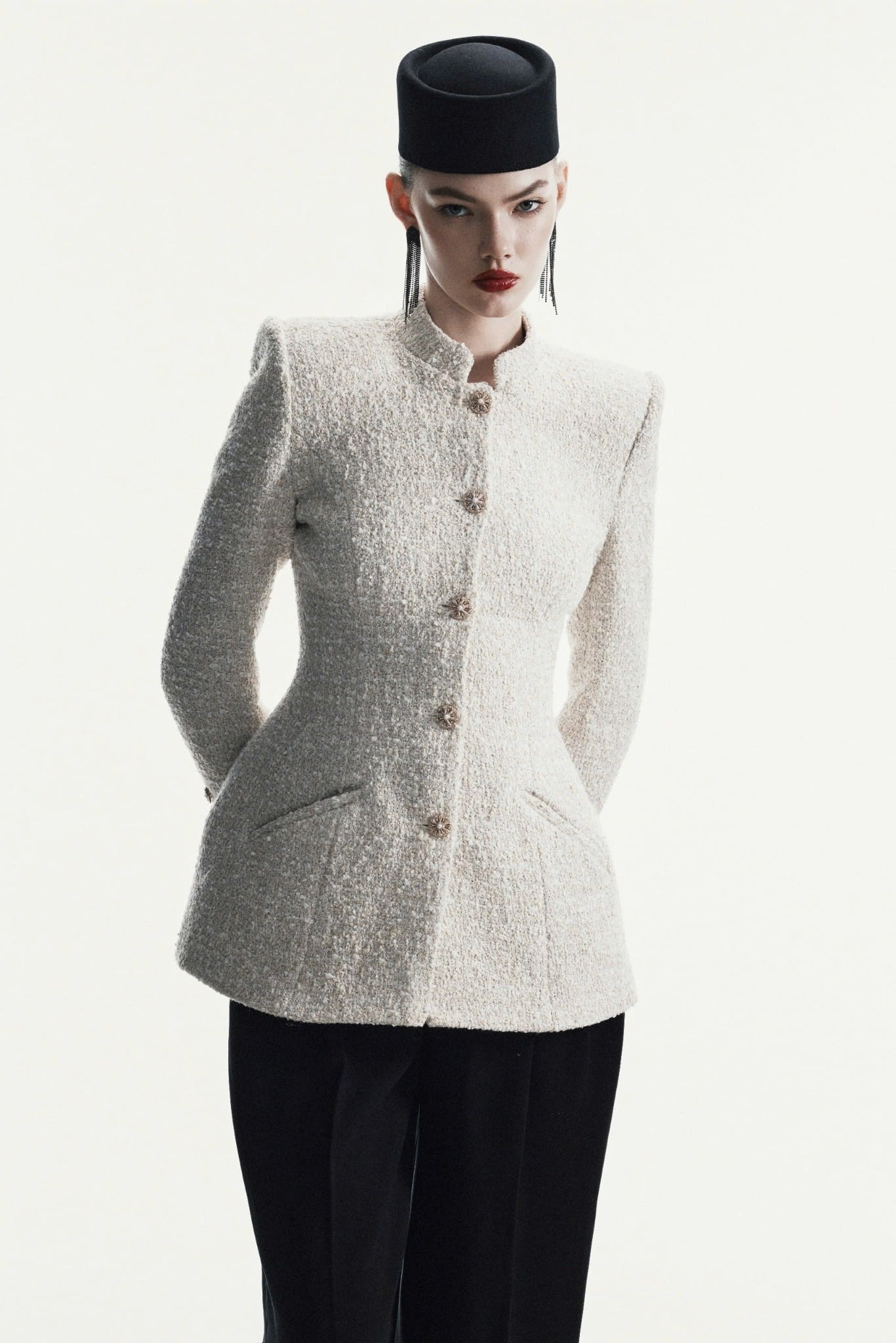  EASTERN PEARL TWEED MANDARIN JACKET 