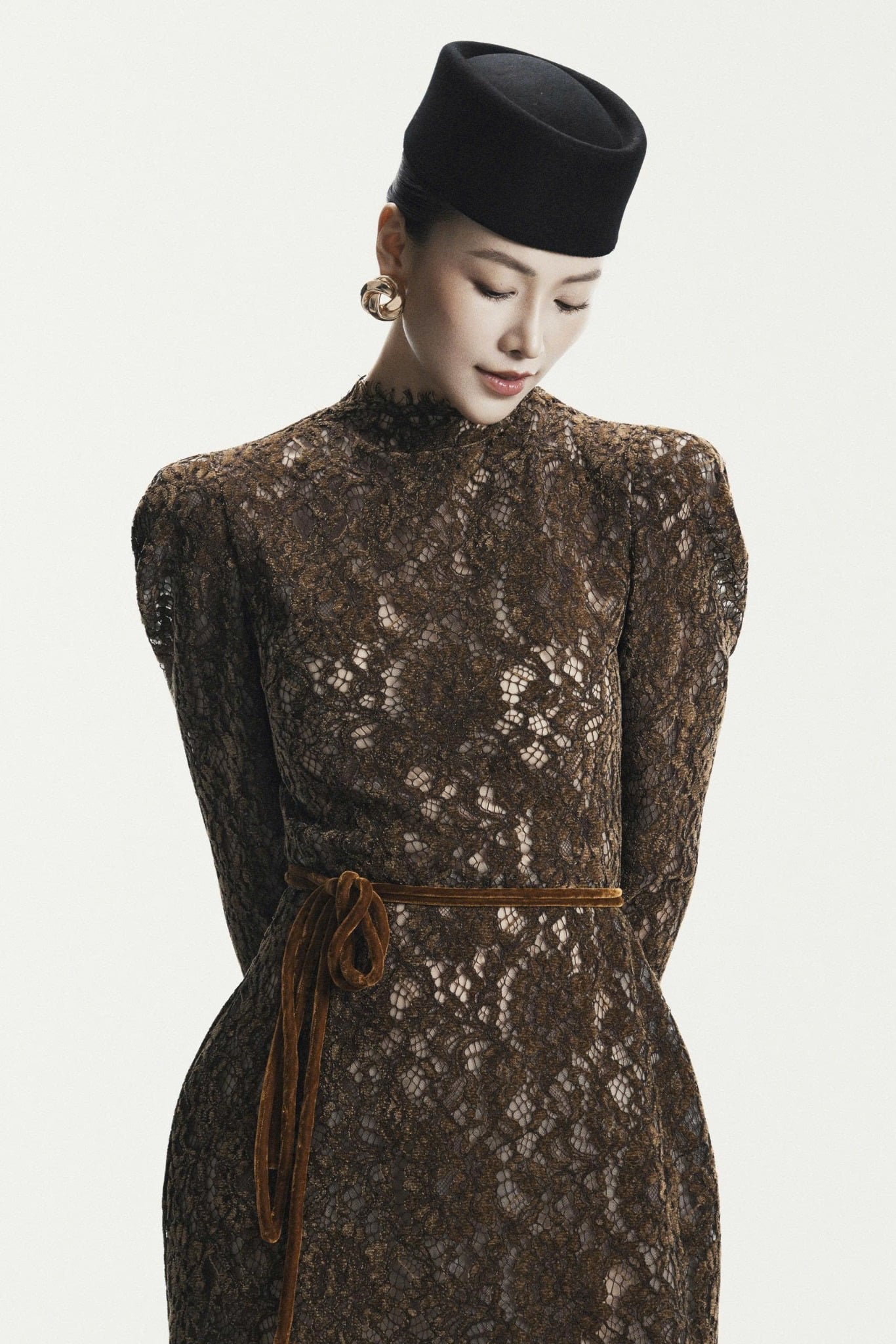  MOSS LACE COLLUMN MINI DRESS 