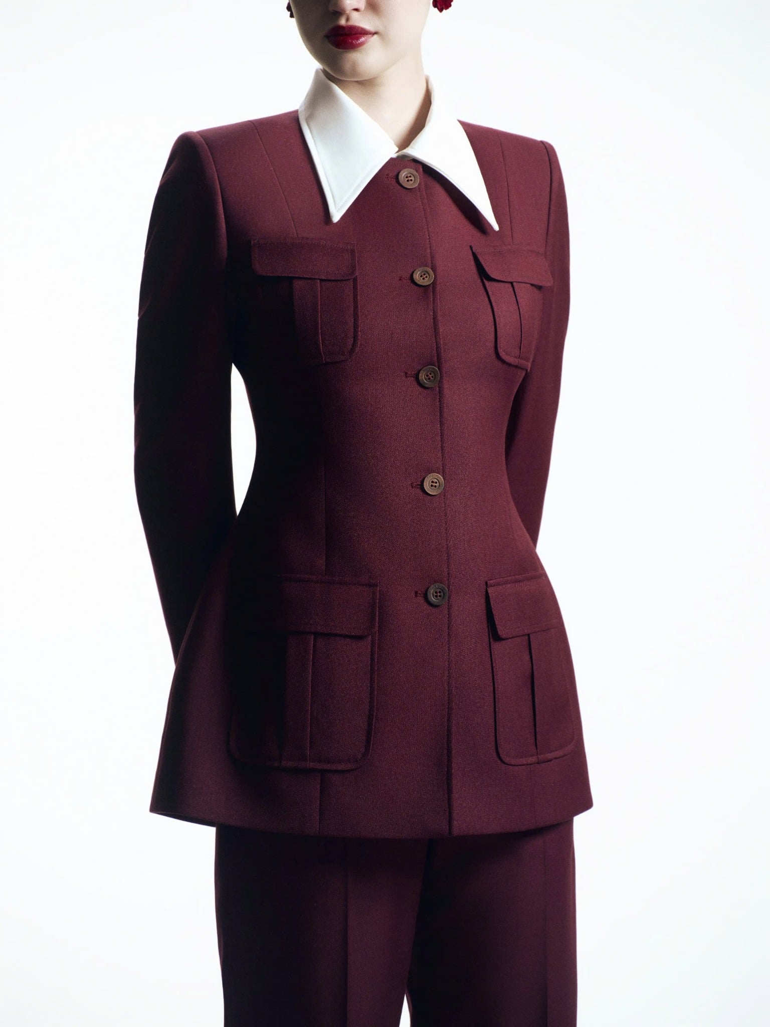  BURGUNDY SILENCE TAILORED SUIT 