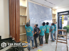 BÀN GIAO TƯỜNG TIVI WALL, TỦ CHÂN CẦU THANG - ANH HOÀNG - KHU ĐÔ THỊ MỸ GIA - NHA TRANG