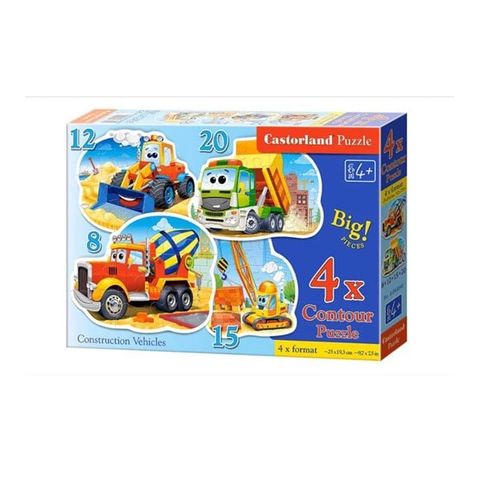  Xếp hình puzzle các phương tiện công trường 4 bộ 8/12/15/20 mảnh CASTORLAND B-043040 