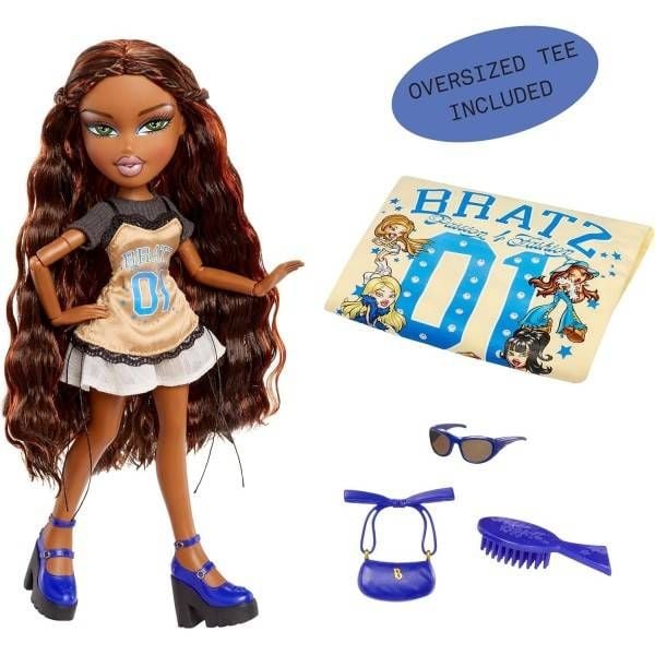 Búp bê Bratz Stylin' Sasha Fashion Doll with Customizable T-Shirt for You