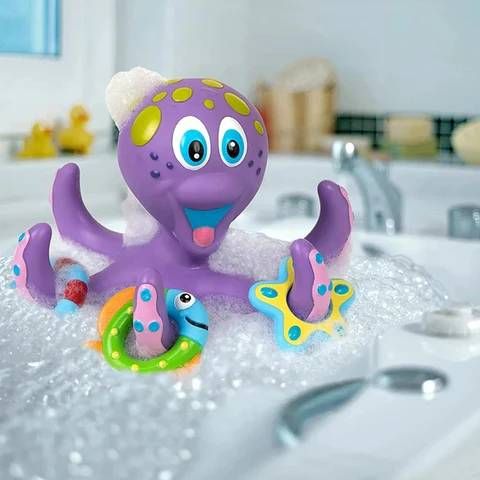  Đồ chơi tắm cho trẻ Nuby Floating Octopus Toy with 3 Hoopla Rings B083ZZSGLR 