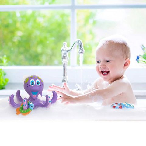  Đồ chơi tắm cho trẻ Nuby Floating Octopus Toy with 3 Hoopla Rings B083ZZSGLR 
