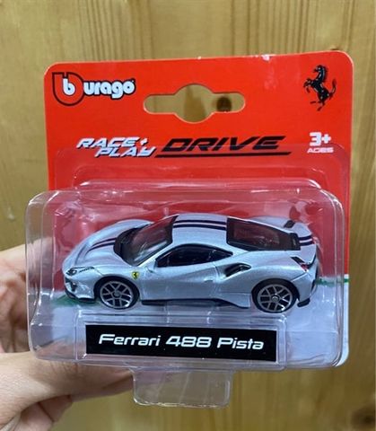  Mô hình xe Bburago 1:64 Ferarri 488 Pista Sliver 