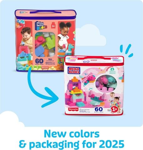  Lắp ghép miếng to DCH54 Mega Bloks First Builders Big Building Bag 60 pcs 