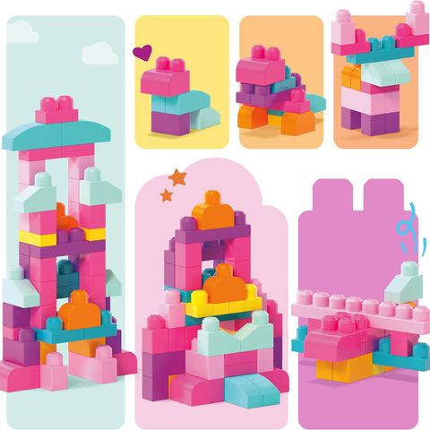  Lắp ghép miếng to DCH54 Mega Bloks First Builders Big Building Bag 60 pcs 