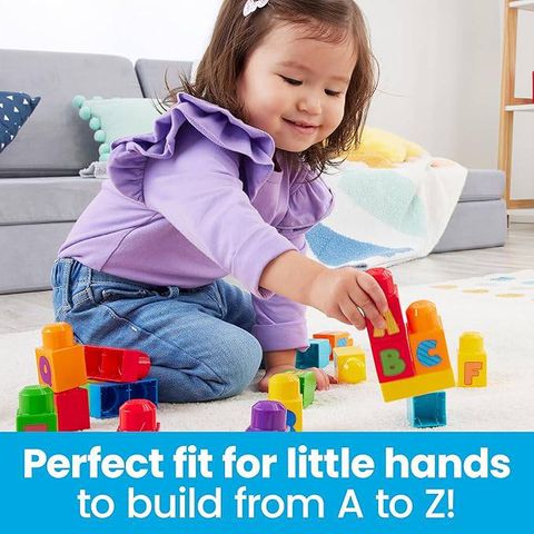  Xếp khối chữ cái HRR60 MEGA BLOKS First Builders ABC Building Bag, 30-Block Pack 